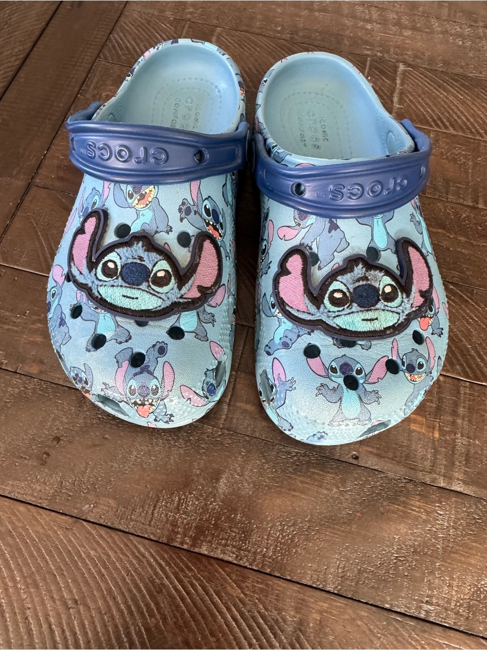 CROCS Kids Light Blue & Purple Stitch Character Clogs